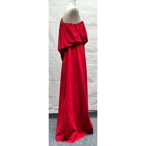 Pink Lily Cranberry Red Silky 1 Shoulder Maxi Dress w/side slit Date nite vibe - Picture 10 of 15